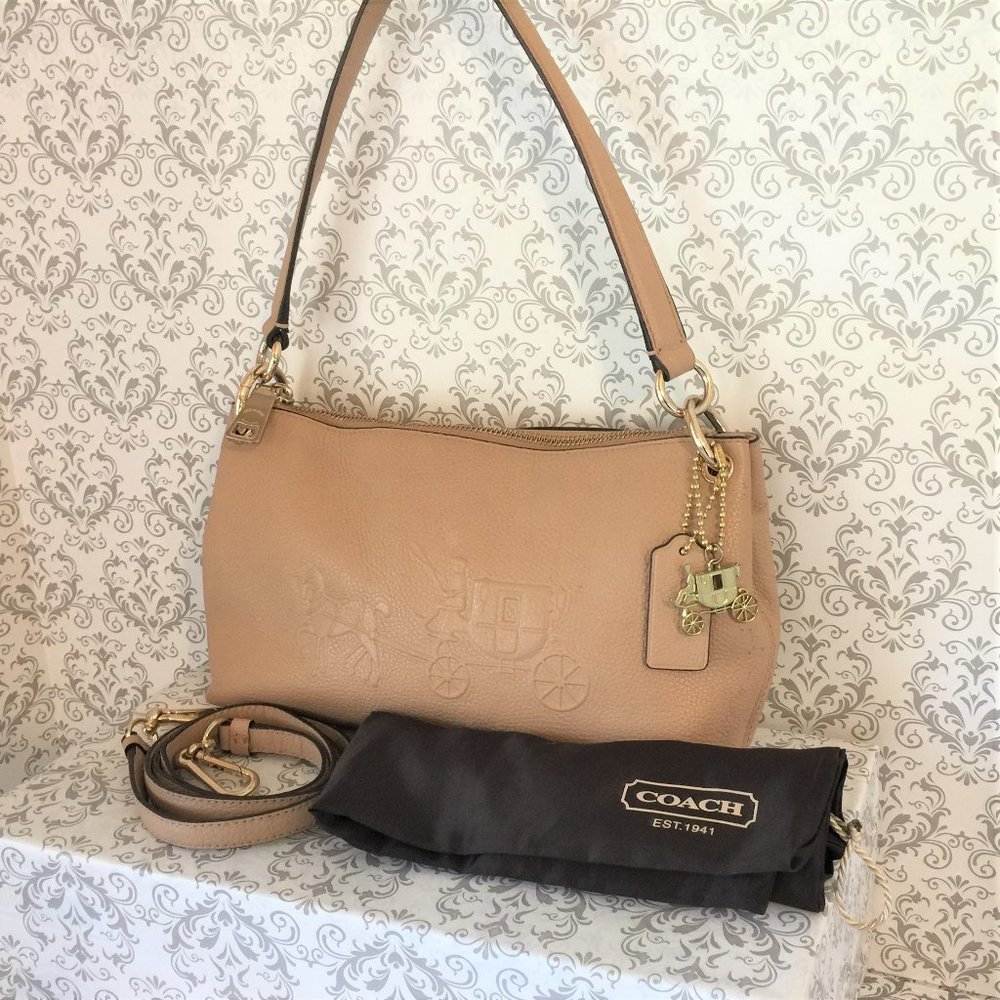 COACH Tan Charley Embossed Horse & Carriage Purse